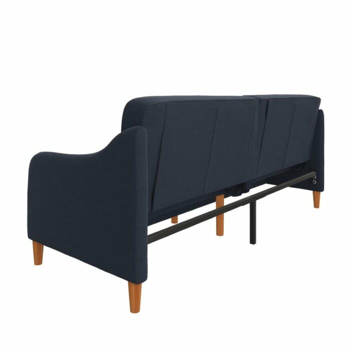 Dorel Jasper Coil Sprung Sofa Bed in Navy Blue Linen Fabric-39970