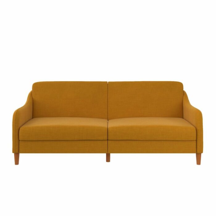 Dorel Jasper Coil Sprung Sofa Bed in Mustard Linen Fabric-39850