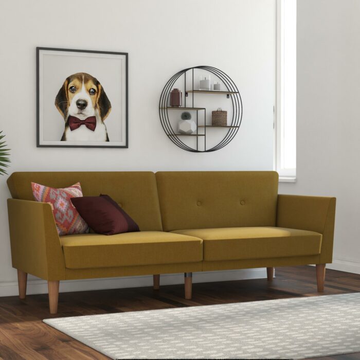 Dorel Novogratz Regal Sofa Bed - Mustard Linen-39683