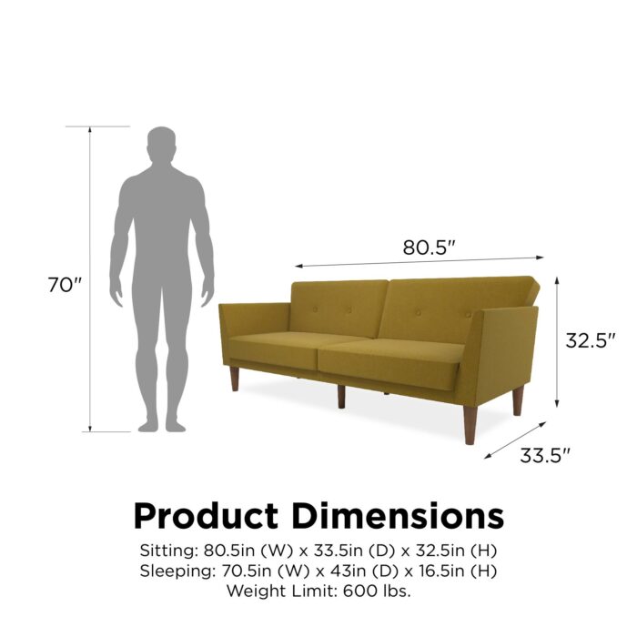 Dorel Novogratz Regal Sofa Bed - Mustard Linen-39680