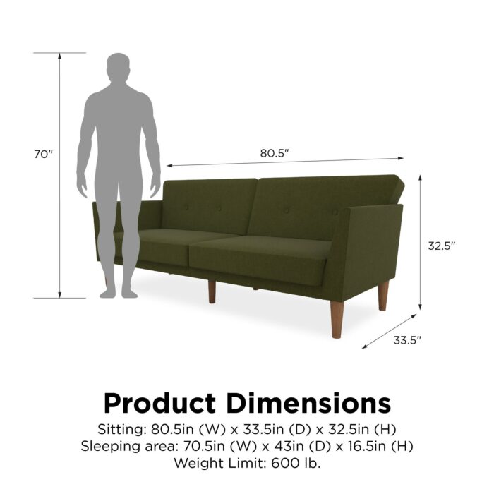 Dorel Novogratz Regal Sofa Bed - Green Linen-39496