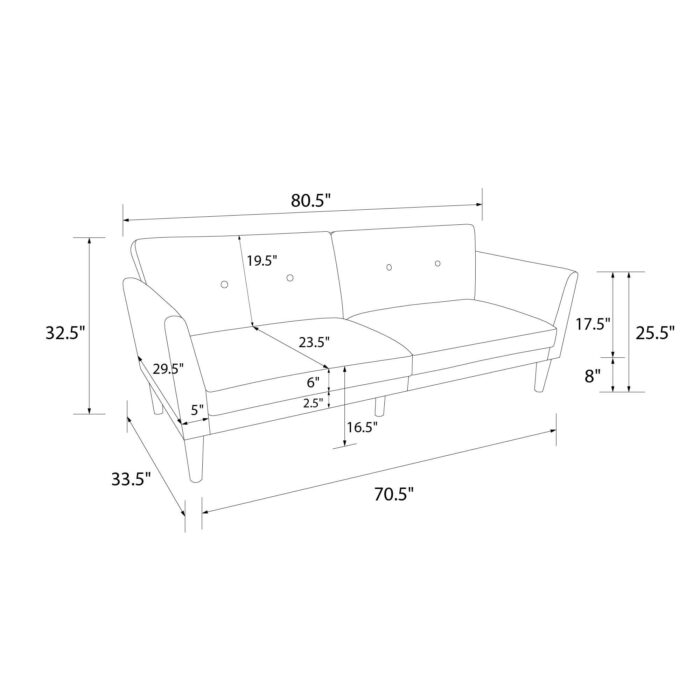 Dorel Novogratz Regal Sofa Bed - Green Linen-39489