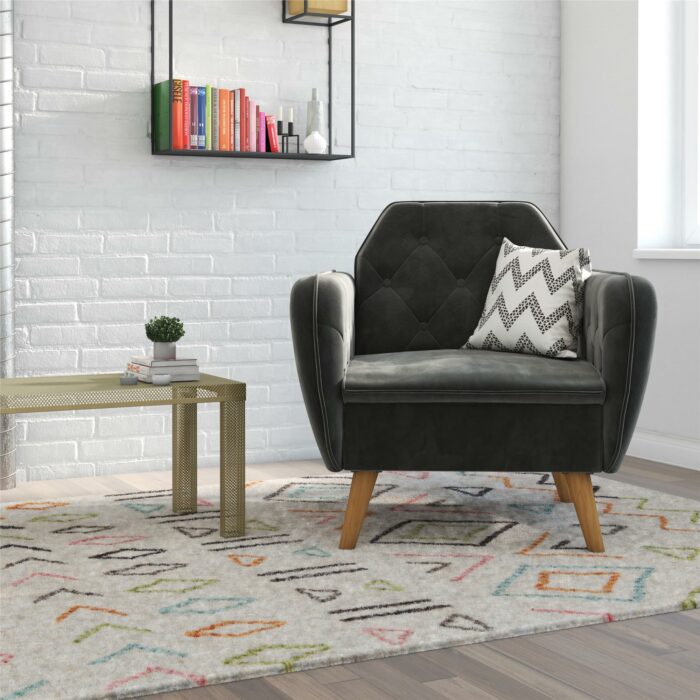 Dorel Novogratz Teresa Memory Foam Accent Chair - Grey Velvet-40262