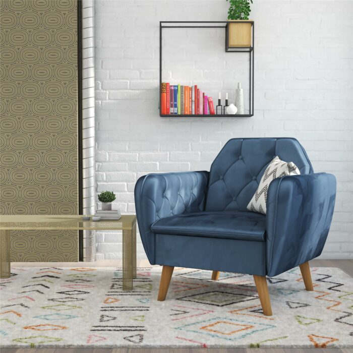 Dorel Novogratz Teresa Memory Foam Accent Chair - Blue Velvet-40243