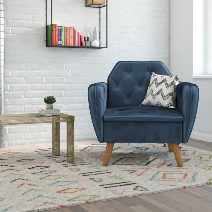 Dorel Novogratz Teresa Memory Foam Accent Chair - Blue Velvet-40242
