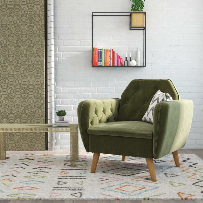 Dorel Novogratz Teresa Memory Foam Accent Chair - Green Velvet-40283