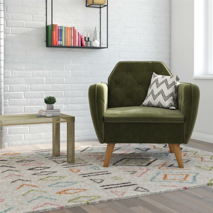 Dorel Novogratz Teresa Memory Foam Accent Chair - Green Velvet-40282
