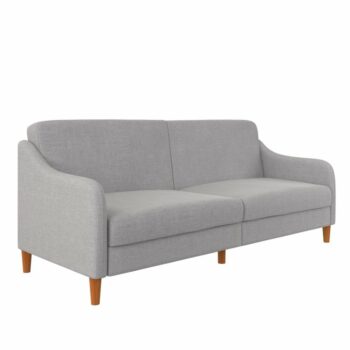 Dorel Jasper Coil Sprung Sofa Bed in Light Grey Linen Fabric-0