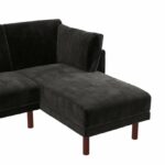 Dorel Clair Coil Reversible Sofa Bed in Black Velvet-39666