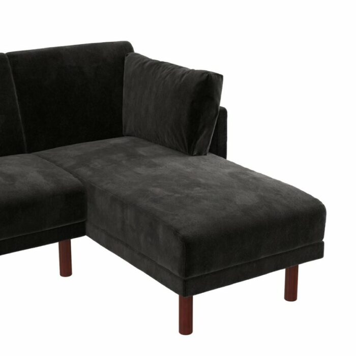Dorel Clair Coil Reversible Sofa Bed in Black Velvet-39666