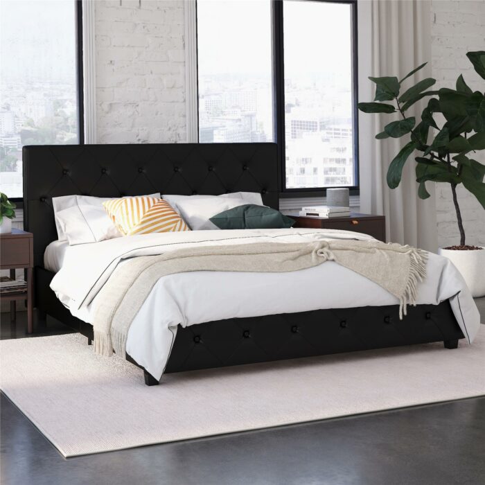 Dorel Dakota Upholstered Bed - Double - Black-39709
