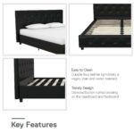 Dorel Dakota Upholstered Bed - Double - Black-39701