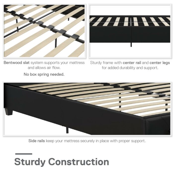 Dorel Dakota Upholstered Bed - Double - Black-39705