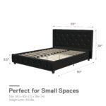 Dorel Dakota Upholstered Bed - Double - Black-39697