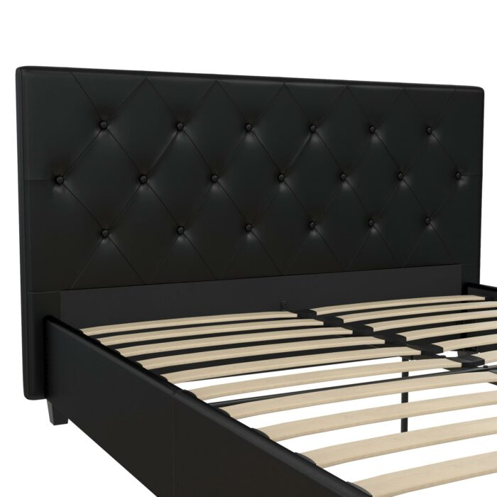 Dorel Dakota Upholstered Bed - Double - Black-39700