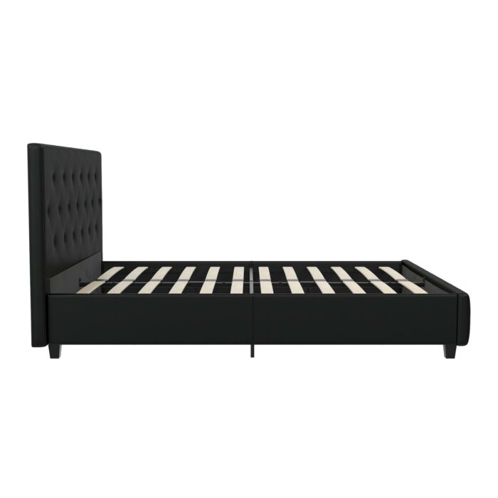 Dorel Dakota Upholstered Bed - Double - Black-39693