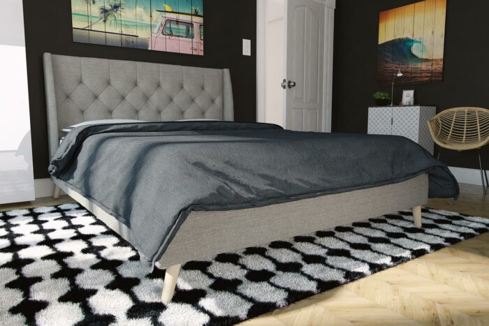 Dorel Novogratz Her Majesty Bed - Double - Grey Linen-40003