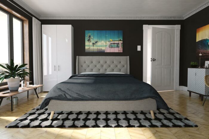 Dorel Novogratz Her Majesty Bed - King - Grey Linen-40081