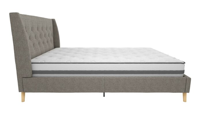 Dorel Novogratz Her Majesty Bed - King - Grey Linen-40075