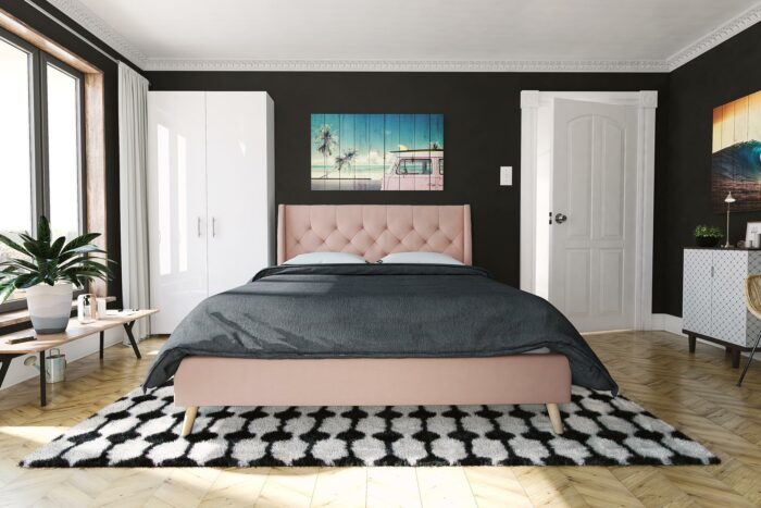 Dorel Novogratz Her Majesty Bed - King - Pink Linen-40122