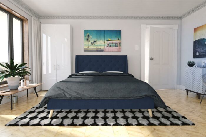 Dorel Novogratz Her Majesty Bed - King - Blue Linen-40060
