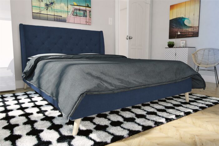 Dorel Novogratz Her Majesty Bed - King - Blue Linen-40063