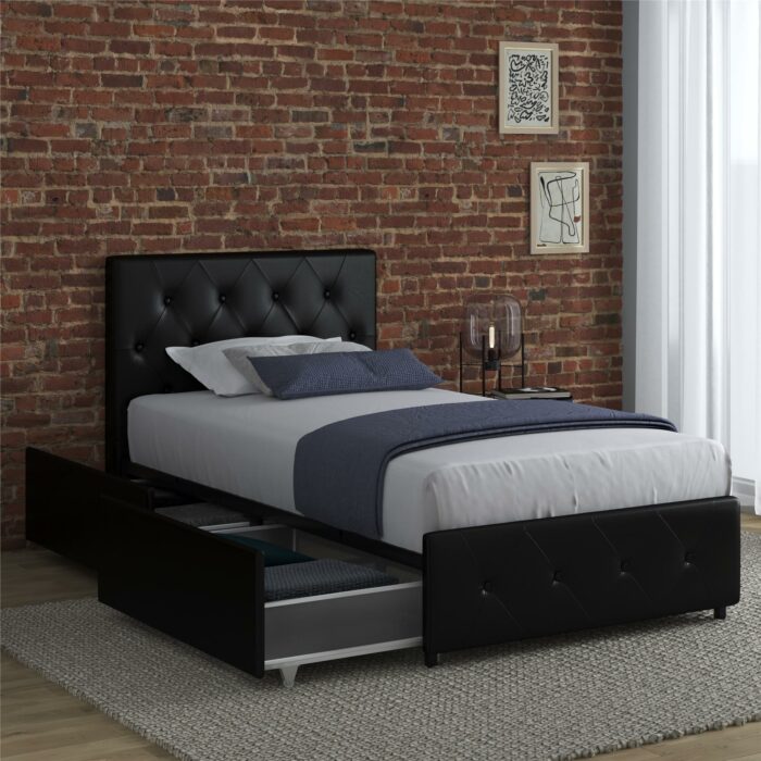 Dorel Dakota Bed with Storage - Single - Black-39766