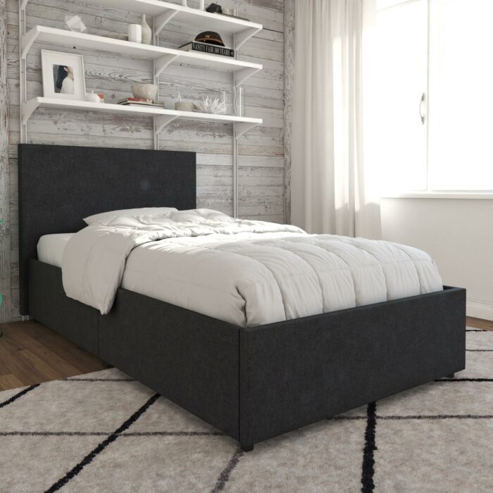 Dorel Novogratz Kelly Storage Bed - Single - Dark Grey-40173