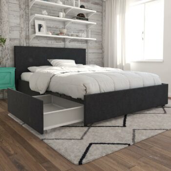 Dorel Novogratz Kelly Storage Bed - Double - Dark Grey-0