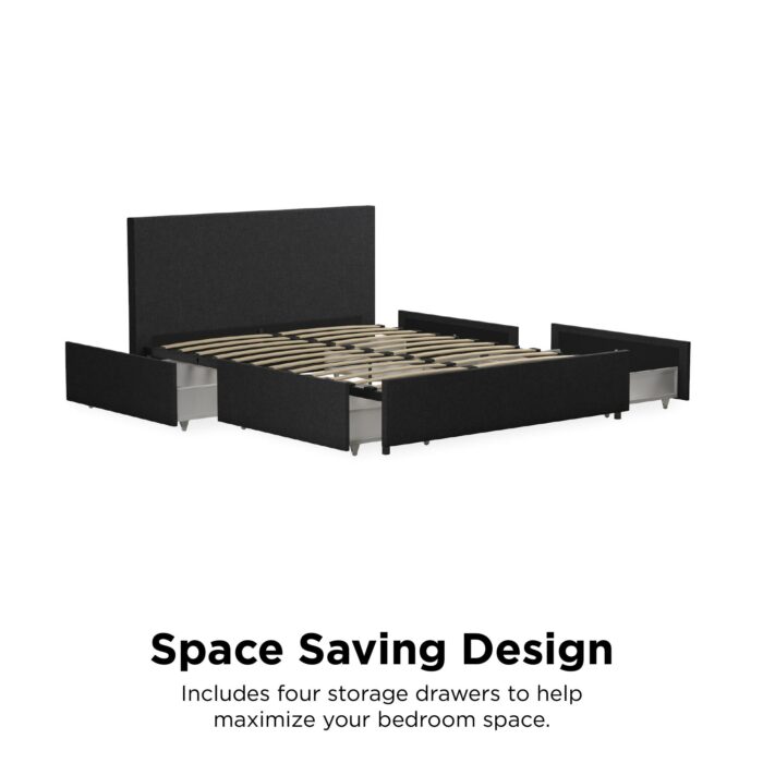 Dorel Novogratz Kelly Storage Bed - Double - Dark Grey-40127