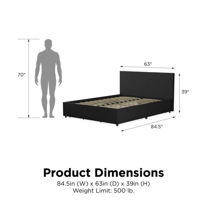 Dorel Novogratz Kelly Storage Bed - King - Dark Grey-40146