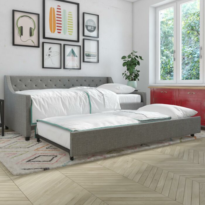 Dorel Novogratz NG Her Majesty Daybed/Trundle - Grey Linen-39914