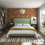 Dorel Novogratz Her Majesty Bed - Double - Green Linen-40022