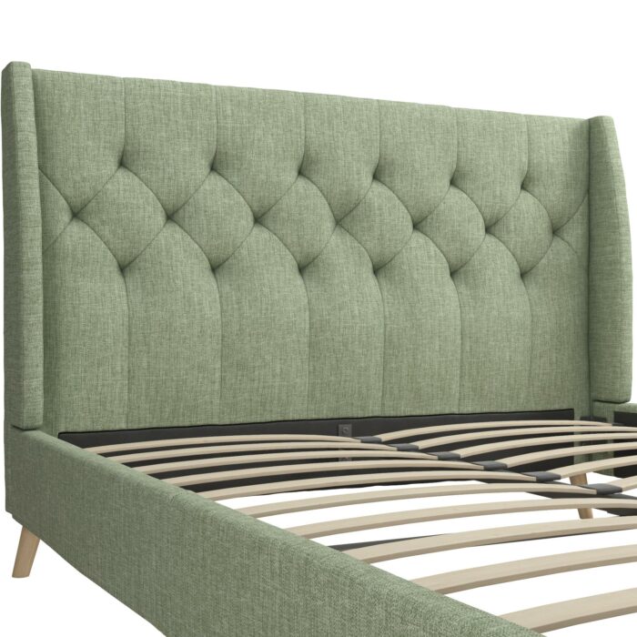 Dorel Novogratz Her Majesty Bed - Double - Green Linen-40023