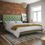 Dorel Novogratz Her Majesty Bed - King - Green Linen-40101