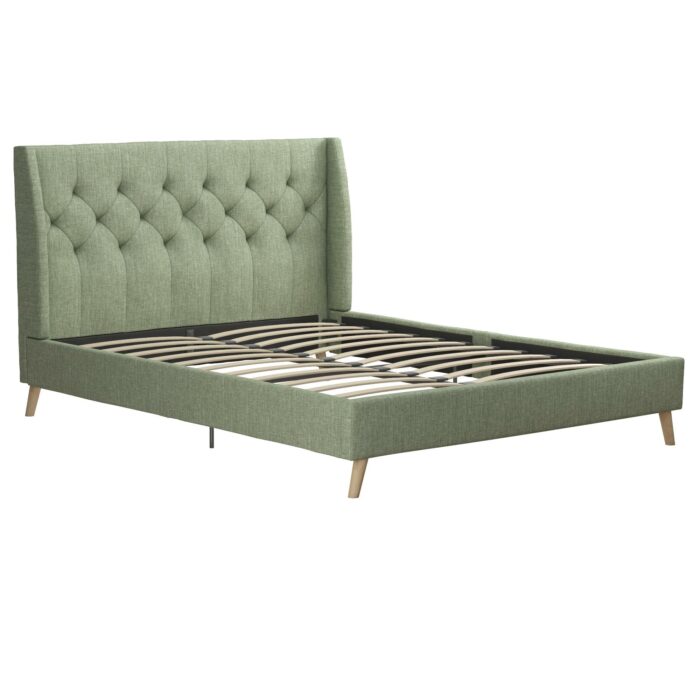 Dorel Novogratz Her Majesty Bed - King - Green Linen-40099