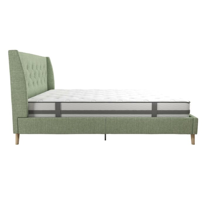 Dorel Novogratz Her Majesty Bed - King - Green Linen-40096
