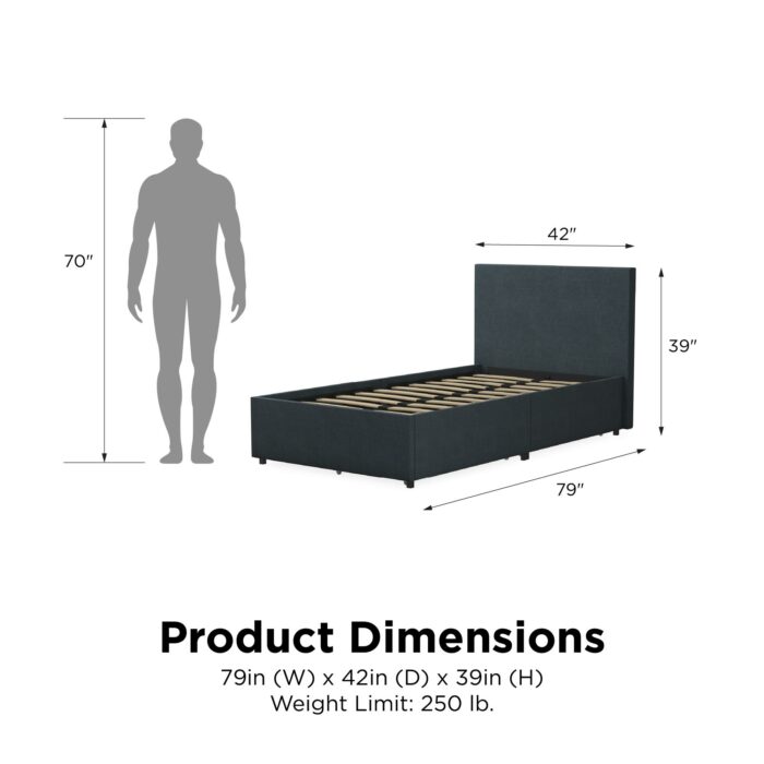 Dorel Novogratz Kelly Storage Bed - Single - Navy-40225
