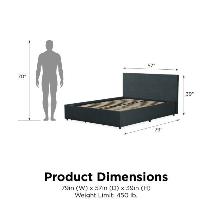 Dorel Novogratz Kelly Storage Bed - Double - Navy-40184