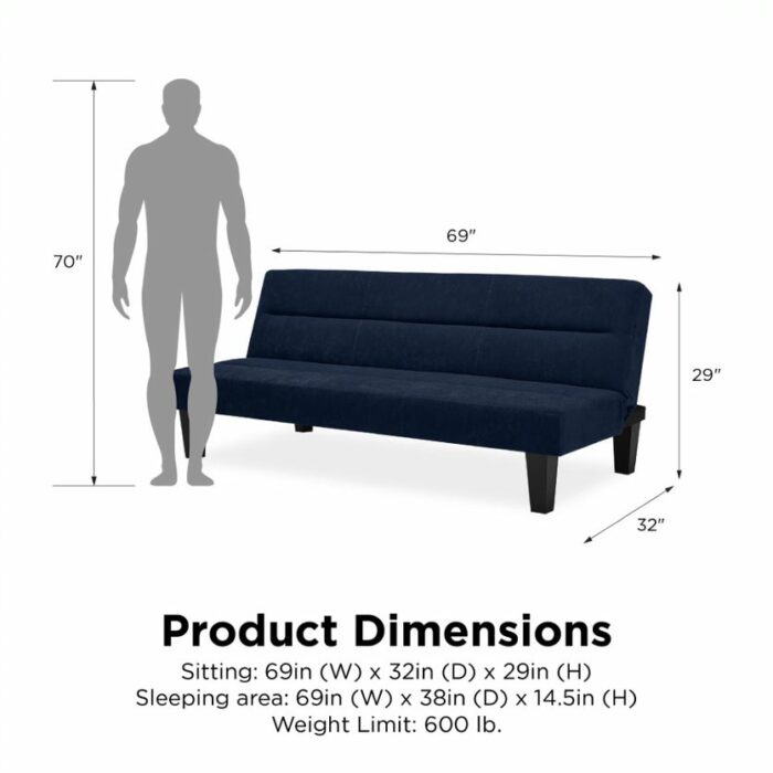 Dorel Kebo Futon in Navy Blue Velvet-39478