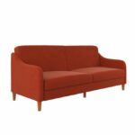 Dorel Jasper Coil Sprung Sofa Bed in Orange Linen Fabric-0