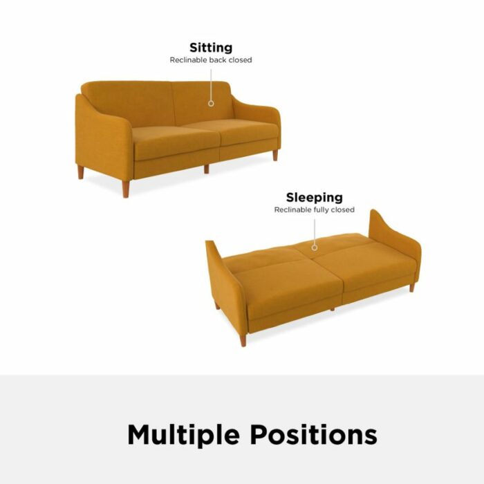 Dorel Jasper Coil Sprung Sofa Bed in Mustard Linen Fabric-39856