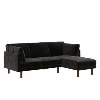 Dorel Clair Coil Reversible Sofa Bed in Black Velvet-0