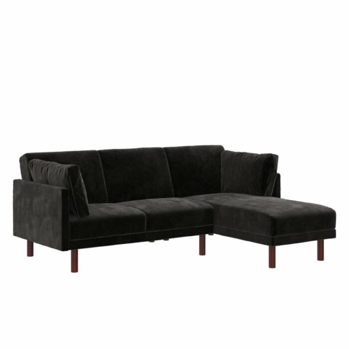 Dorel Clair Coil Reversible Sofa Bed in Black Velvet-0