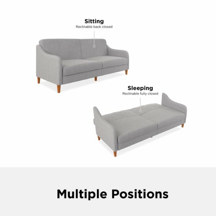 Dorel Jasper Coil Sprung Sofa Bed in Light Grey Linen Fabric-39958