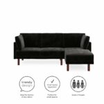 Dorel Clair Coil Reversible Sofa Bed in Black Velvet-39662