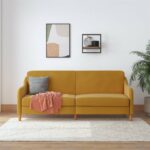 Dorel Jasper Coil Sprung Sofa Bed in Mustard Linen Fabric-39853