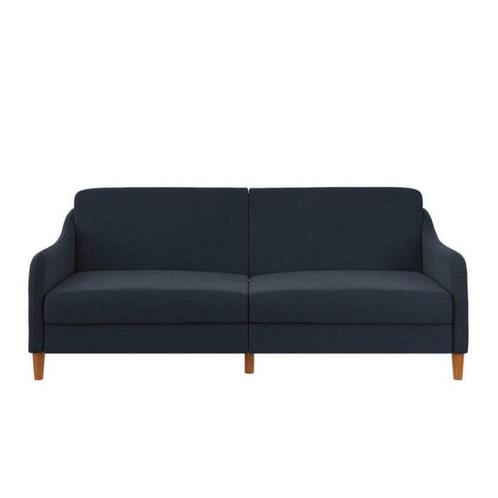 Dorel Jasper Coil Sprung Sofa Bed in Navy Blue Linen Fabric-39974