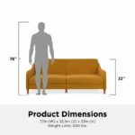 Dorel Jasper Coil Sprung Sofa Bed in Mustard Linen Fabric-39849