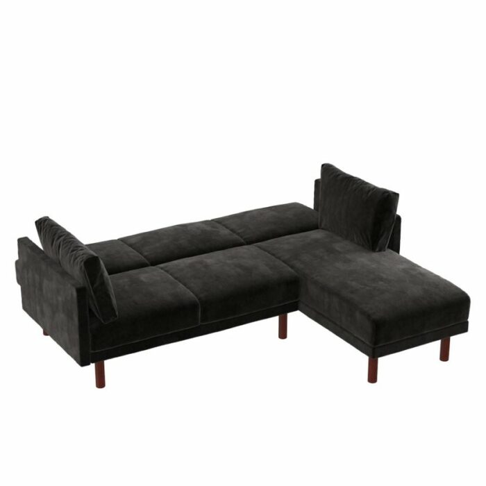Dorel Clair Coil Reversible Sofa Bed in Black Velvet-39664